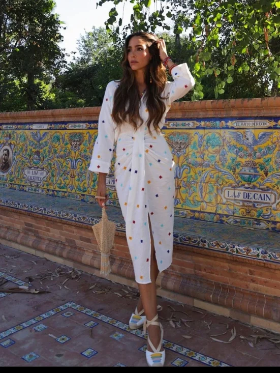 Zara White Dress Embroidered - Picture 5 of 8